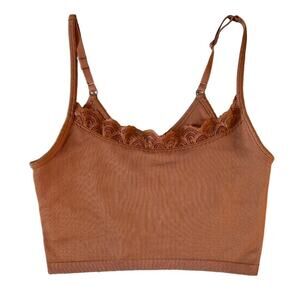 Aerie Brown Copper Ribbed Lace Bralette Medium